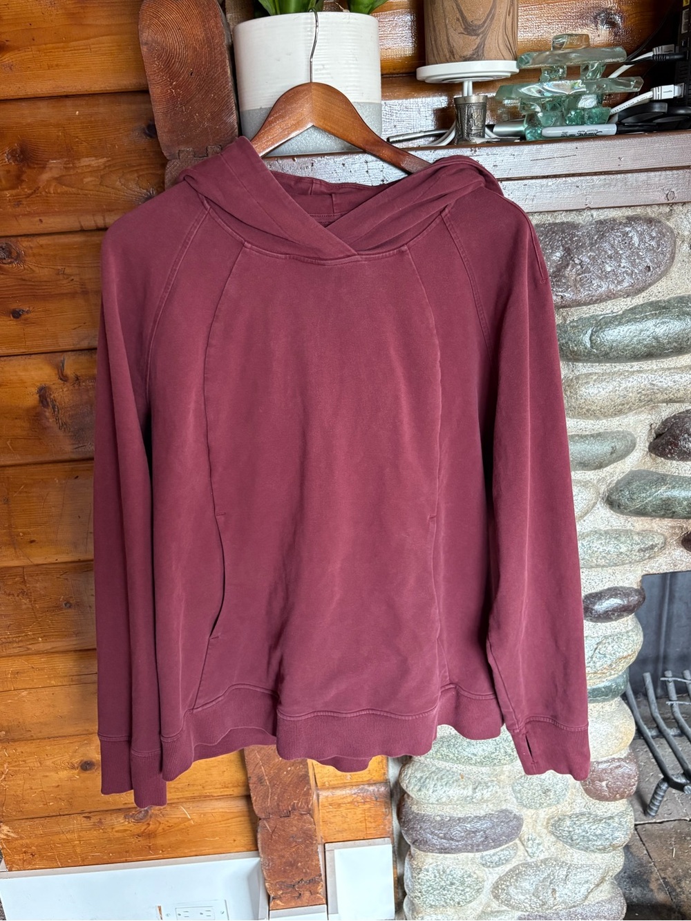 Lululemon All Yours Hoodie Burgundy Thumbholes Hidden Pocket size 18
